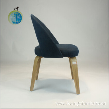 Upholstered chair with wood legs cafe dining style